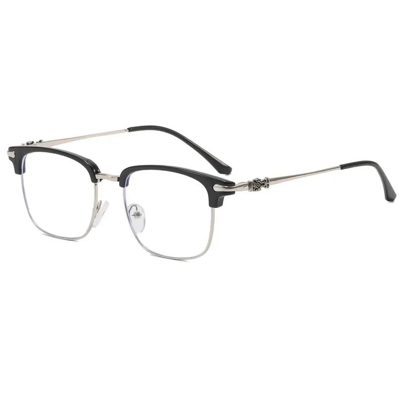 Unisex Browline Anti-Blue Light Eyeglasses, Basic Semi-Rimless Frame Design Glasses, Perfect For Students Everyday Use