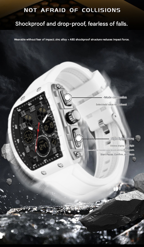 Men's stylish digital and analog watch, casual sports quartz digital watch with luminous dial and alarm function, waterproof digital display men's watch (watch box not included)