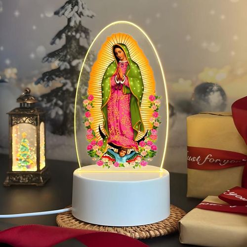 Acrylic LED Decorative Night Light with Holy Grace Symbol - USB-Powered Warm Ambiance Lighting, Home Altar Decor - Ideal for Bedroom, Kitchen, Living Room & Prayer Room - Perfect Religious Gift
