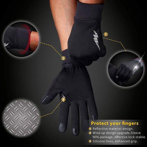 Men's Winter Reflective Sports Gloves - Touchscreen Compatible for Cycling Gym Running, Outdoor Safety Workout Gloves