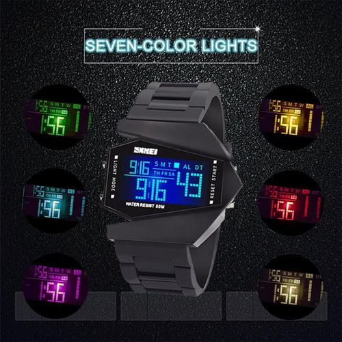 Airplane Watch 7Colors LED Light Waterproof Alarm Calendar