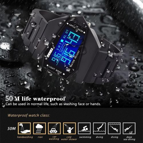 Airplane Watch 7Colors LED Light Waterproof Alarm Calendar