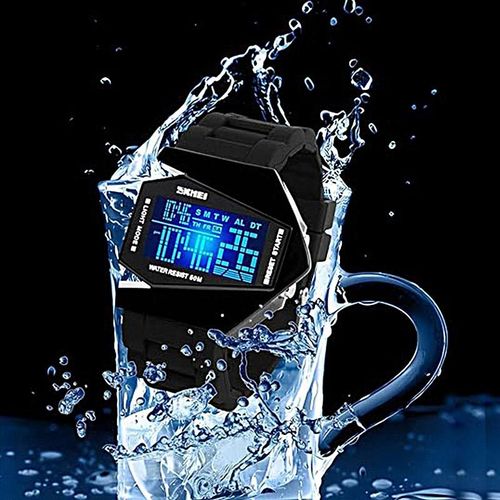 Airplane Watch 7Colors LED Light Waterproof Alarm Calendar