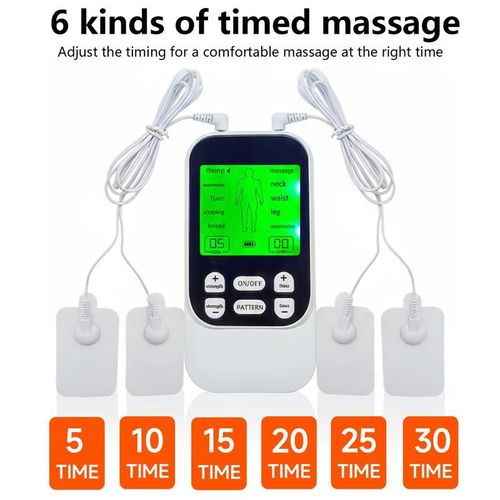 Muscle Massage Unit, 10 Modes Dual Channel, 30 Intensity Levels, Compact Rechargeable Body Massager with 4 Pads