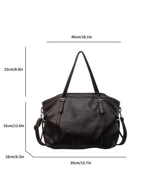 Women's Solid Color Tote Bag, Fashionable Large Capacity for Work & Daily Used, Casual Trendy Versatile High-quality Daily Commuting Bag, Pu Tote Satchel, Office Work Bag