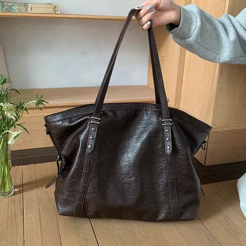 Women's Solid Color Tote Bag, Fashionable Large Capacity for Work & Daily Used, Casual Trendy Versatile High-quality Daily Commuting Bag, Pu Tote Satchel, Office Work Bag