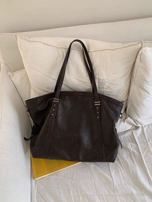 Women's Solid Color Tote Bag, Fashionable Large Capacity for Work & Daily Used, Casual Trendy Versatile High-quality Daily Commuting Bag, Pu Tote Satchel, Office Work Bag