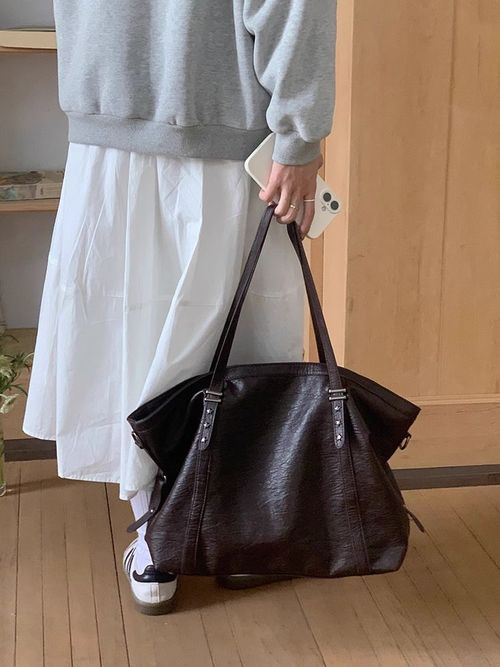 Women's Solid Color Tote Bag, Fashionable Large Capacity for Work & Daily Used, Casual Trendy Versatile High-quality Daily Commuting Bag, Pu Tote Satchel, Office Work Bag