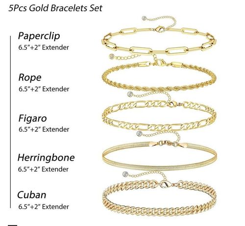 Bracelets for Women , Jewelry Sets for Women Trendy Thin Dainty Stackable Cuban Link Paperclip Chain Bracelet Pack Fashion Accessories Gifts for Womens maximalist jewelry