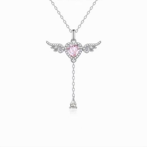 Angel Necklace for Women, Heart Pendant Necklace with Movable Wings, Fashion Versatile Elegant Jewelry, Party Daily Birthday Gift