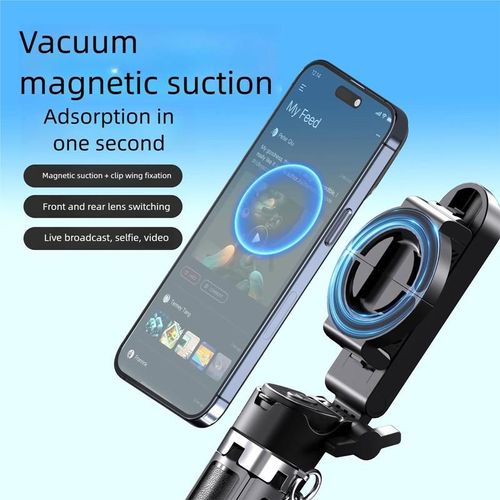 2026 New magnetic & clamp 2-in-1 mini selfie stick with 360° Rotation Portable Anti-shake Wireless Bluetooth control magnetic phone stand for selfie Video recording Vlog Compatible with most phones