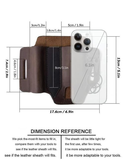 Men's Cowhide Solid Color Durable Belt Bag, EDC Tool Pouch, Multifunctional Storage Bag for Pen, Keychain, Flashlight, Tactical Pack