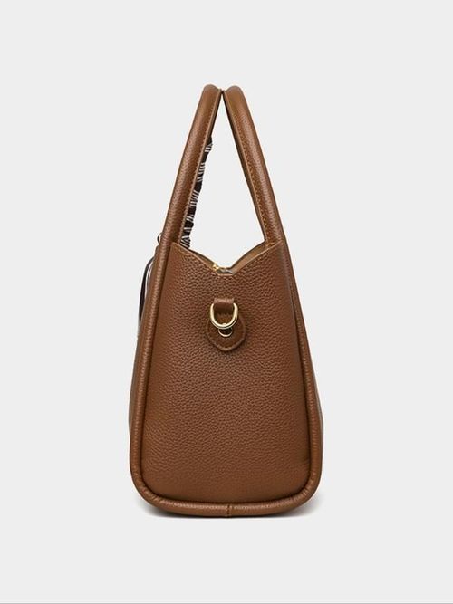 Women's Elegant Lychee Pattern Handbag with Twilly Scarf Decor, Trendy Versatile Crossbody Bag, Fashionable Shoulder Bag for Daily Use, Fashionable Unique Bags