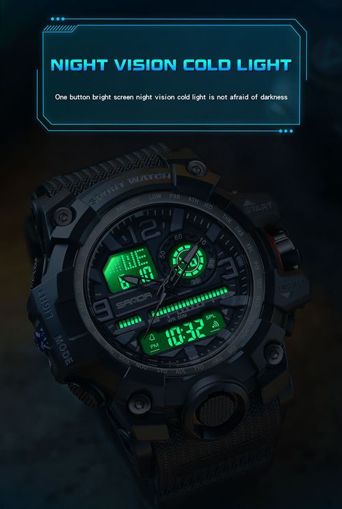 Men's Sporty Analog-Digital Quartz Watch, Fashionable Waterproof Watch with Luminous Display, Alarm and Calendar Functions, Multifunctional Watch with Box