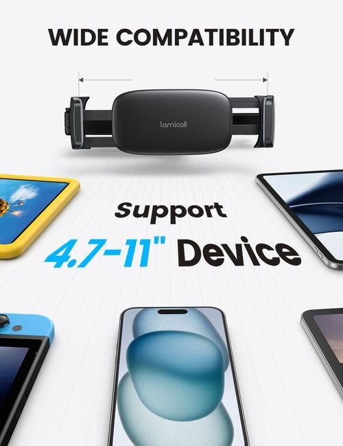 3 in 1 Car Headrest Tablet Holder - Adjustable Extension Arm Mount Fits 4.7-11 Inches Tablets iPad Galaxy Fire HD, Perfect for Moms Kids Road Trips Black