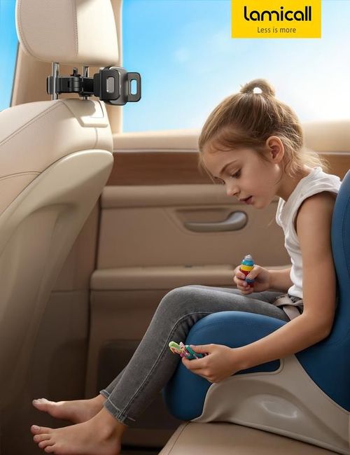 3 in 1 Car Headrest Tablet Holder - Adjustable Extension Arm Mount Fits 4.7-11 Inches Tablets iPad Galaxy Fire HD, Perfect for Moms Kids Road Trips Black