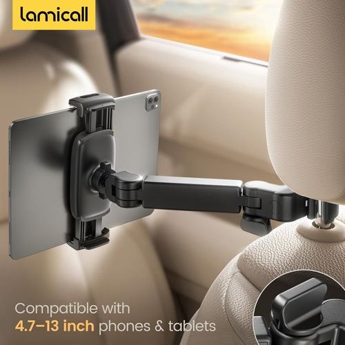 3 in 1 Car Headrest Tablet Holder - Adjustable Extension Arm Mount Fits 4.7-11 Inches Tablets iPad Galaxy Fire HD, Perfect for Moms Kids Road Trips Black