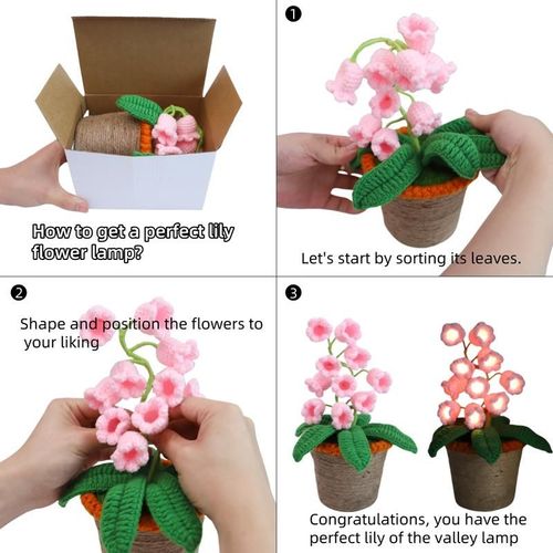 Handmade Crocheted Lily of the Valley LED Lantern - Valentine's Day, Mother's Day Gift (Comes with Exquisite Gifts), Cute Ornament, Warm-light home, Bedside desk decor, valentine's day decor, ramadan decoration 2026