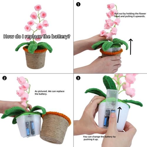 Handmade Crocheted Lily of the Valley LED Lantern - Valentine's Day, Mother's Day Gift (Comes with Exquisite Gifts), Cute Ornament, Warm-light home, Bedside desk decor, valentine's day decor, ramadan decoration 2026