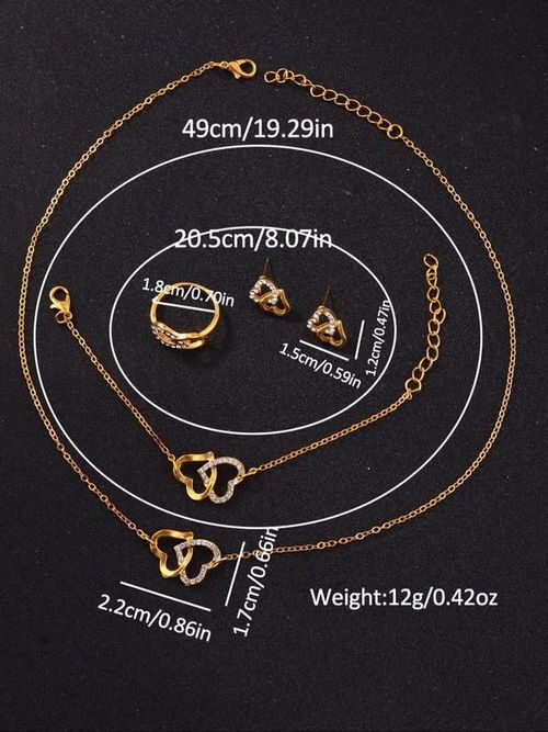 Women's Elegant Fashion Watch & Jewelry Set, Round Dial Analog Quartz Watch & Bracelet & Necklace & Ring & Earrings, Exquisite Watch Set with Box, Fashionable Jewelry Set