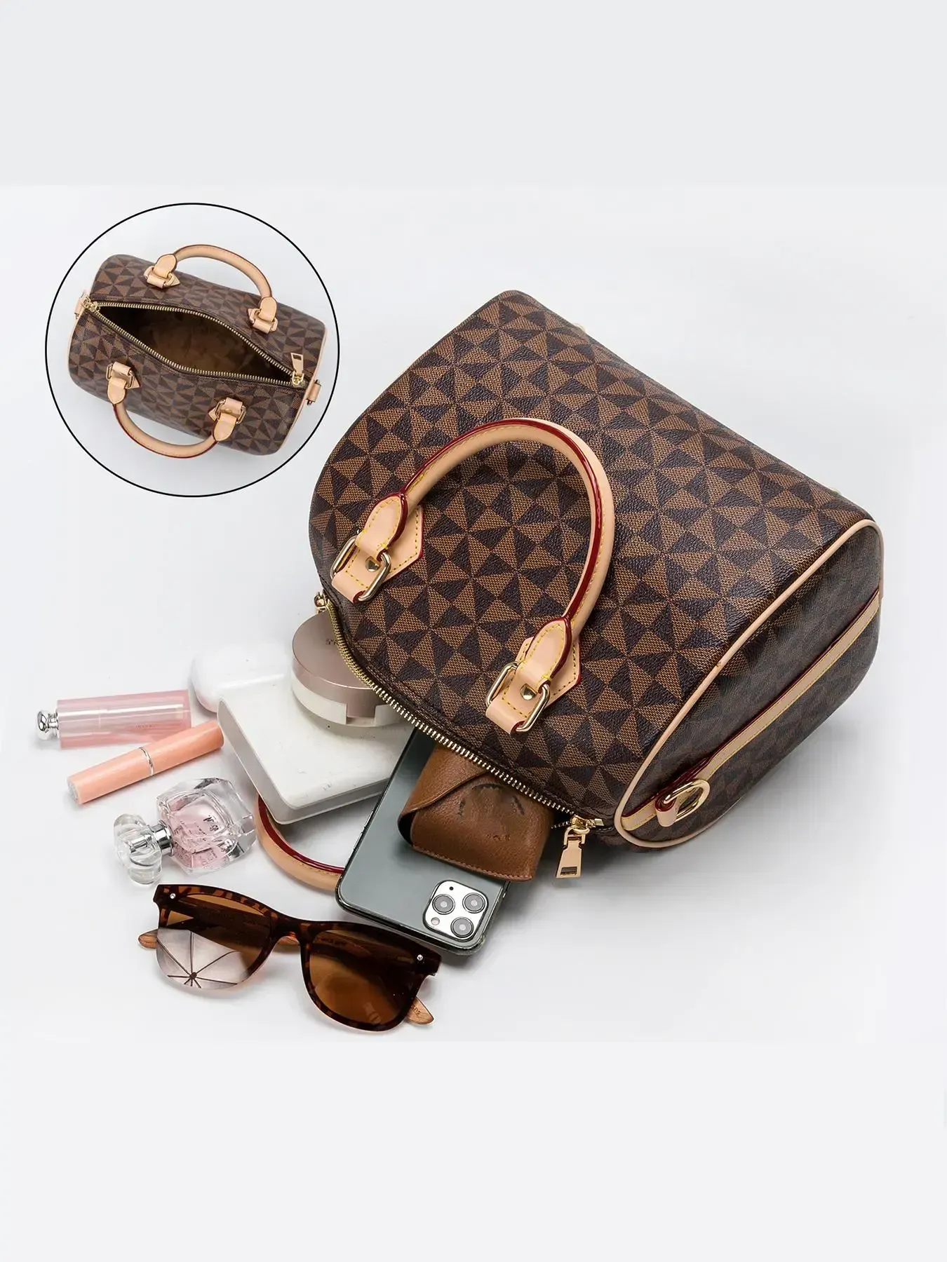 Fashionable Geometric Pattern Crossbody Bag, Lightweight Zipper Shoulder Bag with Adjustable Strap, Trendy All-match Commuter Bag for Daily Used, Purse Women, Unique Bags, Everyday Bags, Sling Purse, Adjustable Strap Satchel, Fashionable Patterned Bag