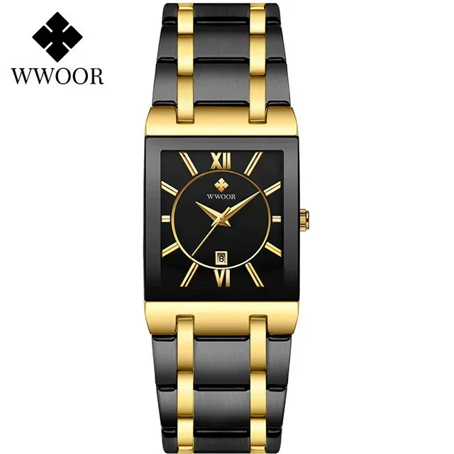 Square Watches for Men and Women Stainless Steel Mens Square Watch with Date Waterproof Analog Quartz Fashion Business Casual Wristwatch