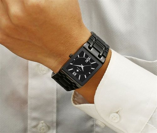 Square Watches for Men and Women Stainless Steel Mens Square Watch with Date Waterproof Analog Quartz Fashion Business Casual Wristwatch