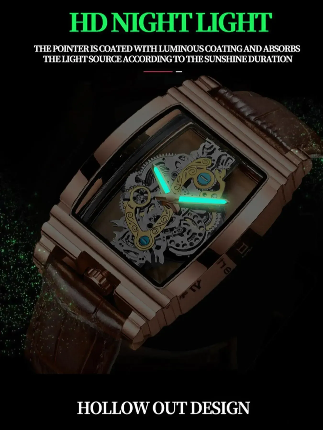 Men's Punk Fashion Barrel Shaped, Mechanical Style Skeleton Watches for Party, Daily Decor, Trendy All-match & Exquisite Watch for Birthday