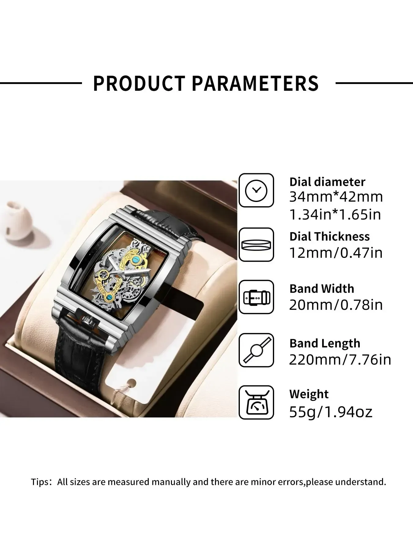 Men's Punk Fashion Barrel Shaped, Mechanical Style Skeleton Watches for Party, Daily Decor, Trendy All-match & Exquisite Watch for Birthday