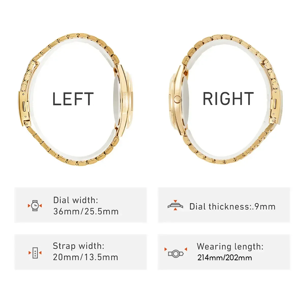 LIEBIG 25.5MmTimeless Gold-Tone Watch for Women Classic Dial Glam Stainless Steel Foldable Clasp 3ATM Waterproof Daily Commuting Sports Dating Quartz