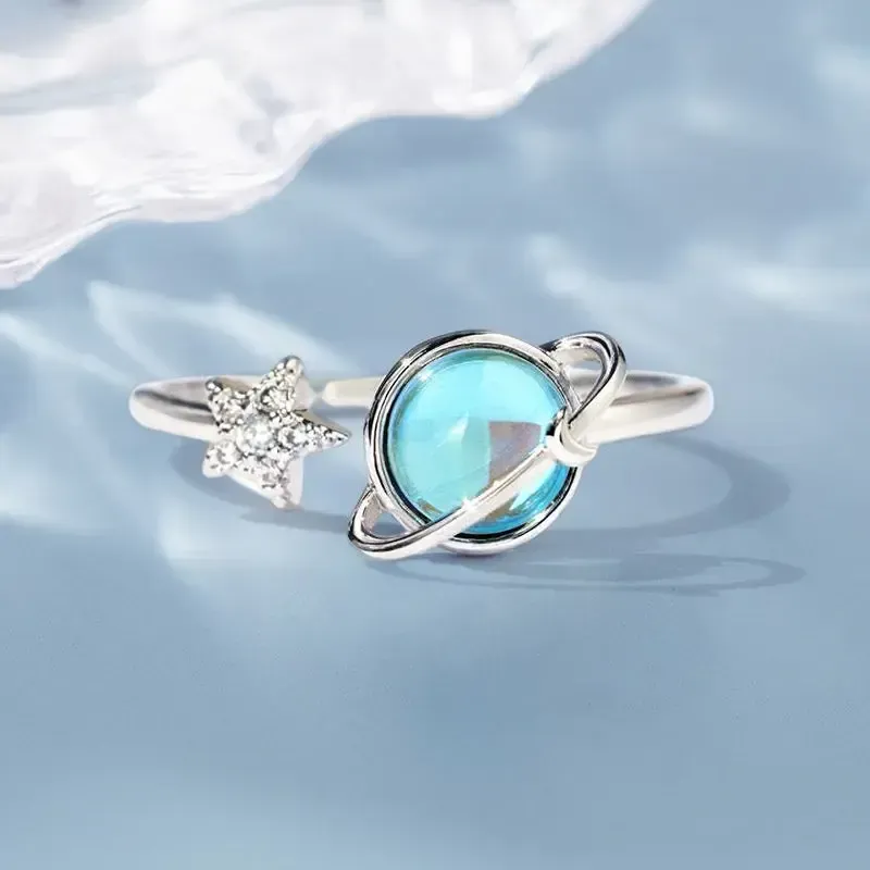 To My Daughter Gift Star & Moon Rotatable Ring for Stress Relief Fidget Ring for Anxiety Relief