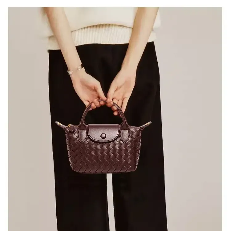 Hand-woven Shoulder Dumpling Bag 2026 New PU Leather Fashion Commuter Messenger Bag