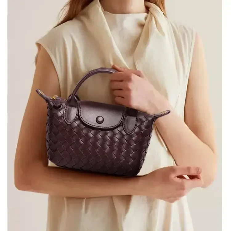 Hand-woven Shoulder Dumpling Bag 2026 New PU Leather Fashion Commuter Messenger Bag