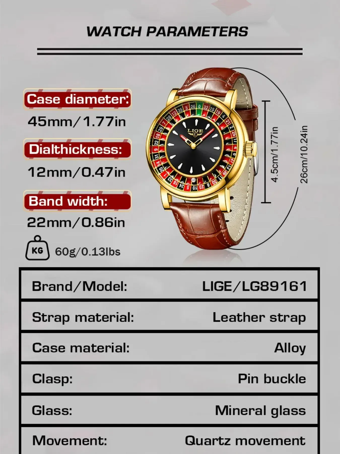 Men's Fashion Round Russian Roulette 12 Zodiac Theme Interactive Analog Quartz Watch, Waterproof Design for Parties and Daily Wear (box not included)