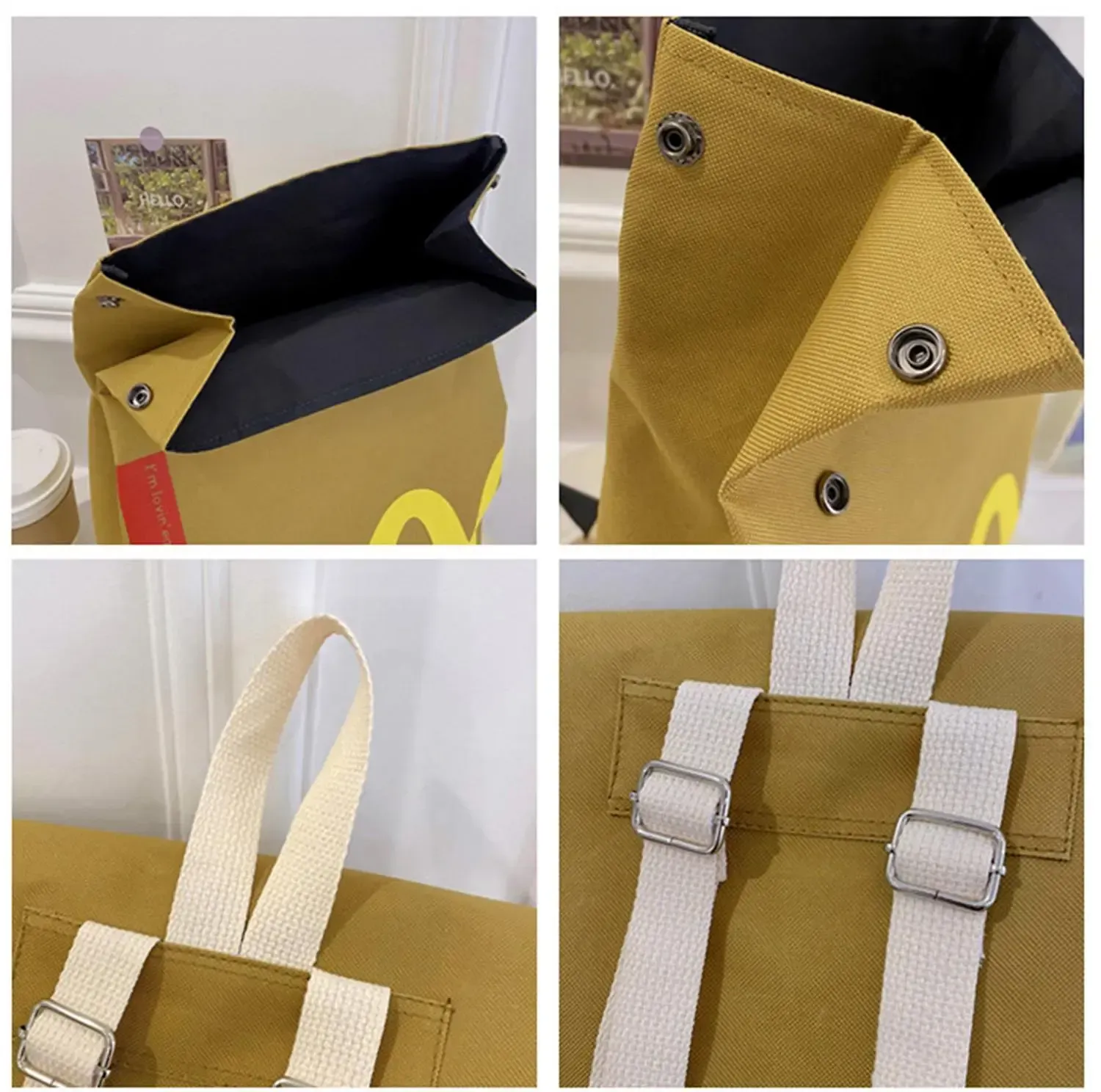 McDonald's 2026 Cute Charming Backpack for Women & Men Classic Unisex Vintage Daypack Canvas Personalized Rucksack Bookbag Shoulder Bag Crossbody Bag with Adjustable Straps and Spacious Interior