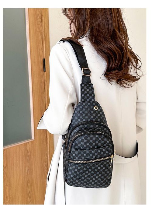 Men's Casual Geometric Pattern Bum Bag, Simple Matching PU Fanny Pack, Portable Travel Bag, Student Men's Chest Bag and Waist Bag, Belt Bag