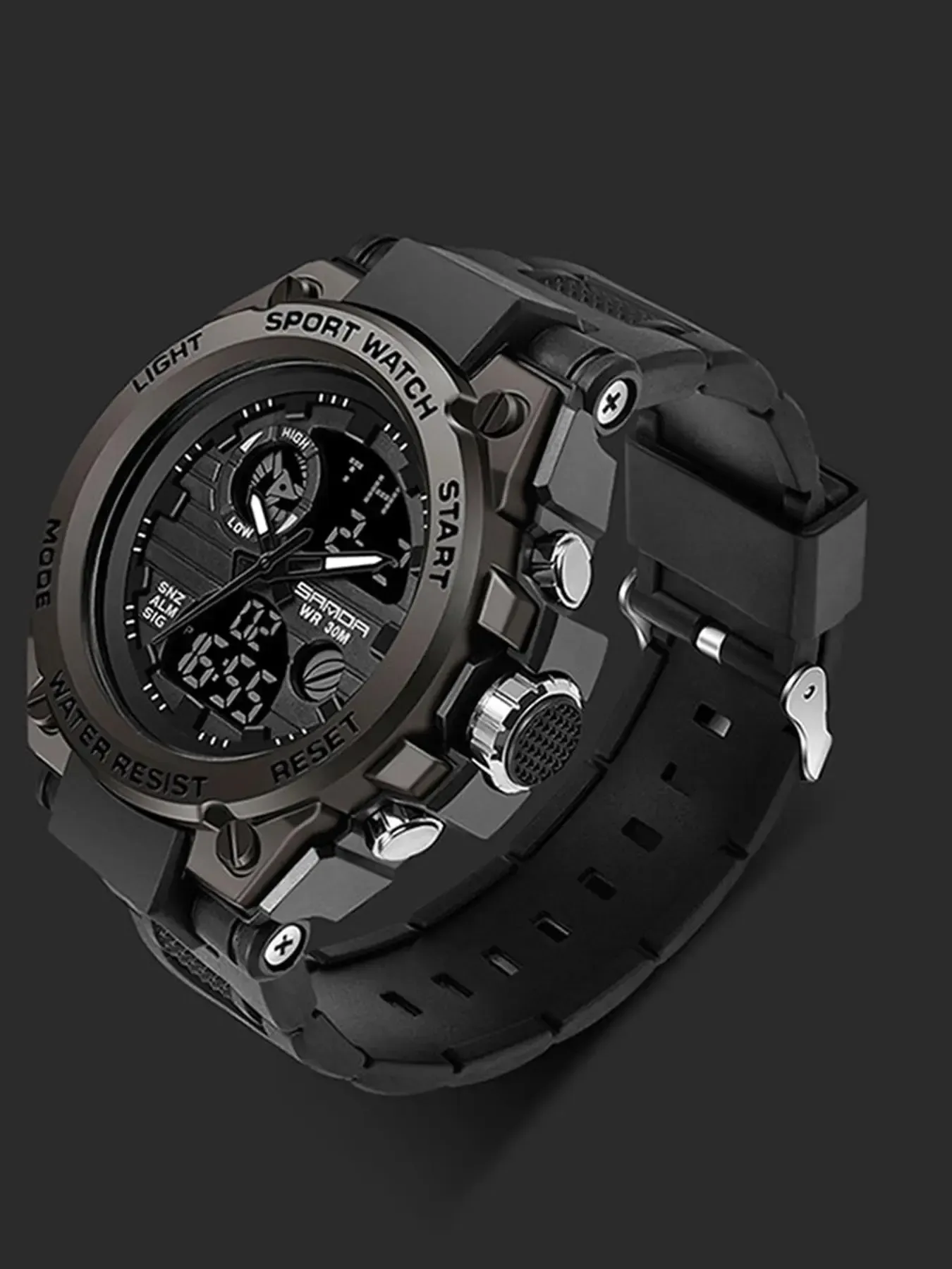 Men's Sportive Digital Watch, Fashionable Digital Watch with Luminous Dial & Alarm & Date Display Function, Waterproof Watch for Men with Box, Sporty Waterproof Watch (without watch box)