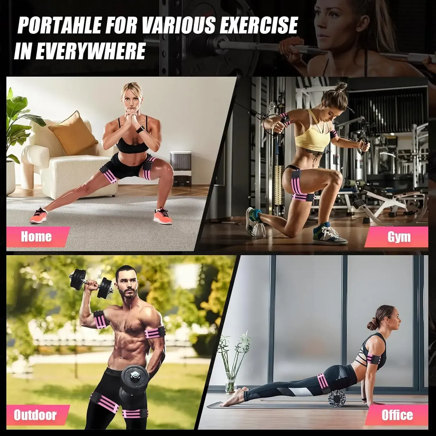 Booty Bands for Women Glutes & Hip Building, Blood Flow Restriction Bands BFR Bundle Booty Bands, Best Fabric Glute Bands Resistance Bands for Exercising Your Butt,Squat,Thigh