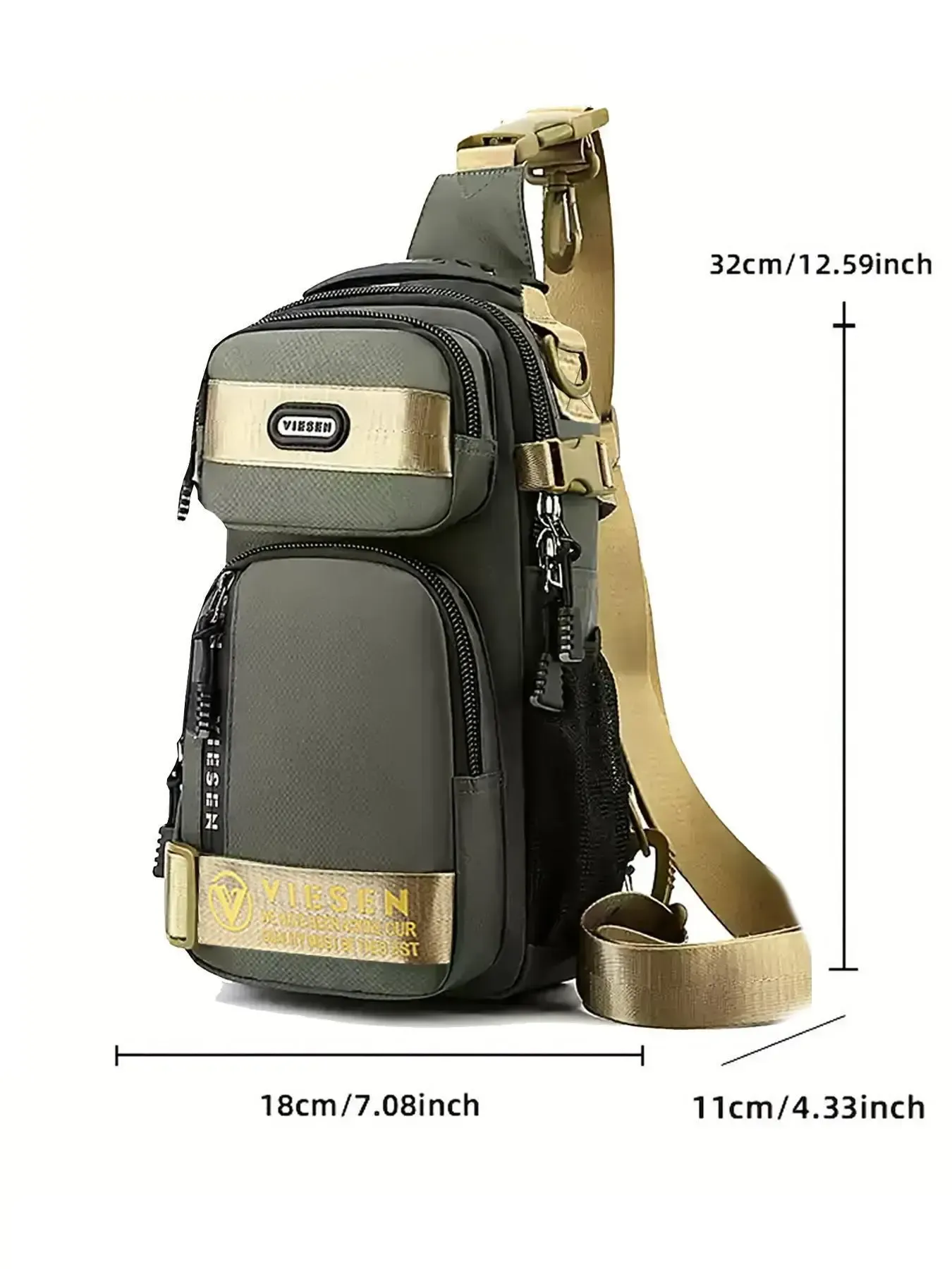 Men's Casual Letters Print Zipper Durable Chest Bag, Outdoor Casual Sports Sling Bag, Multi-functional Chest Bag, Fashionable Design Sling Bag for Men, Versatile Bag, Bum Bag, Gifts