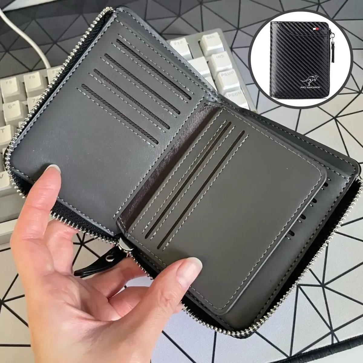 Mens RFID Blocking Leather Wallet Credit Card ID Holder Zipper Purse Waterproof