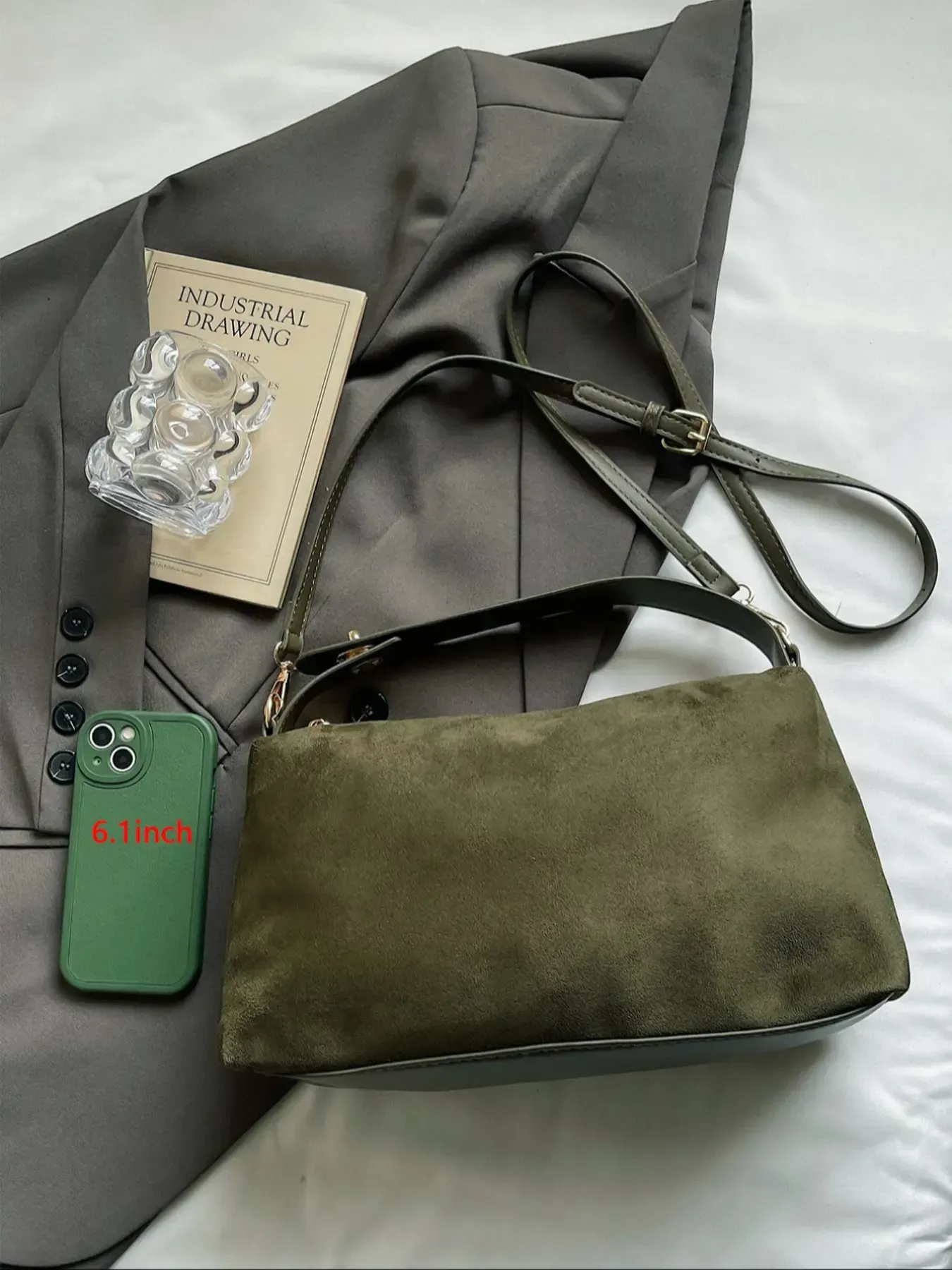 Women's Fall Winter New Suede Pillow Bag, Fashion Minimal Boston Shoulder Crossbody Bag, Elegant Commuter Bag, Suitable for Office, Commute, Shopping, Travel, Gym