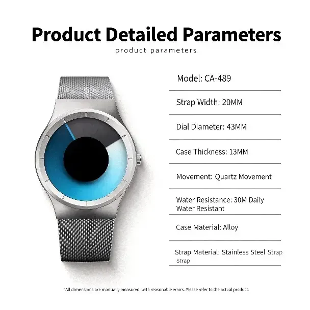 Mens Futuristic Minimalist Watch with Creative Rotating Disk Dial and Blue Gradient Design Perfect Birthday and Valentines Day Gift for Him Modern Stylish Everyday Accessory for Trendy Men
