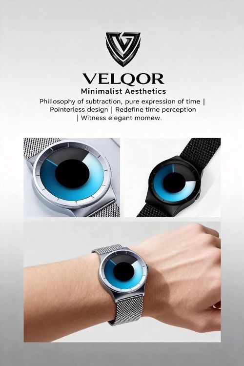 Mens Futuristic Minimalist Watch with Creative Rotating Disk Dial and Blue Gradient Design Perfect Birthday and Valentines Day Gift for Him Modern Stylish Everyday Accessory for Trendy Men