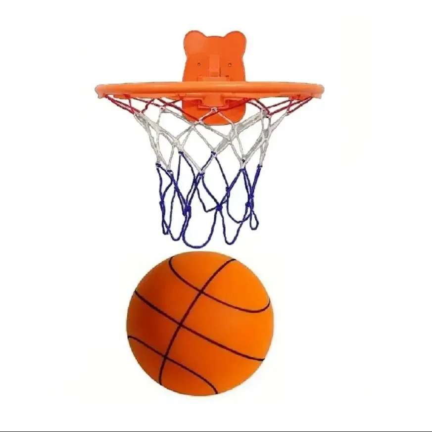 Quiet Indoor Basketball Set, Noise-Free Rebound Ball & Hoop, Noiseless Rebound Ball and Hoop for Silent Indoor Play