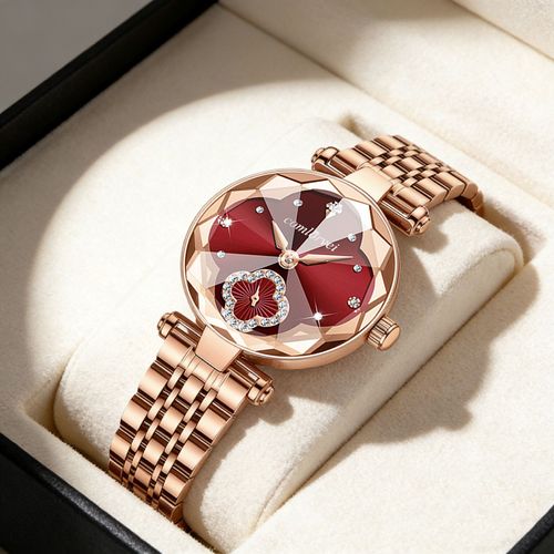 Luxury Four Leaf Clover Diamond Watch for Women Water Resistant Scratch Resistant Fashionable Timepiece with Adjustable Strap Perfect Mothers Day Gift for Wife or Mom