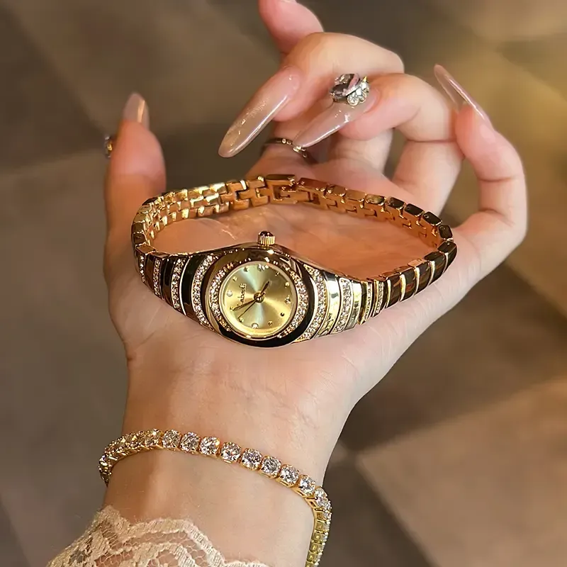 Gold Watch · Summer Style | Luxury Diamond Gold Watch | Mother's Day Gift | Ladies' Watch | Elegant & Stylish Bracelet Style | Water-Resistant Design (No Watch Box)