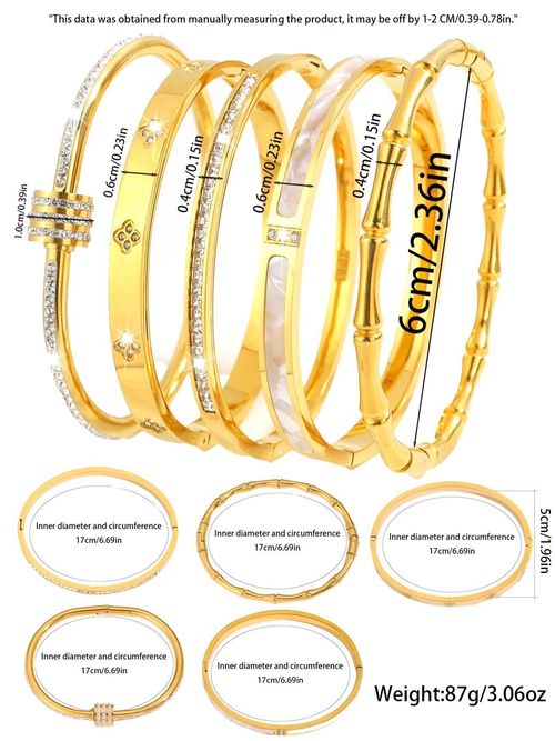 Elegant Fashion Bangle Bracelet Set, Stainless Steel Jewelry for Party, Daily Clothing Decor, Trendy Stack Bangle, Trendy All-match & Exquisite Jewelry for Birthday Gift, Bangles Bracelets Set