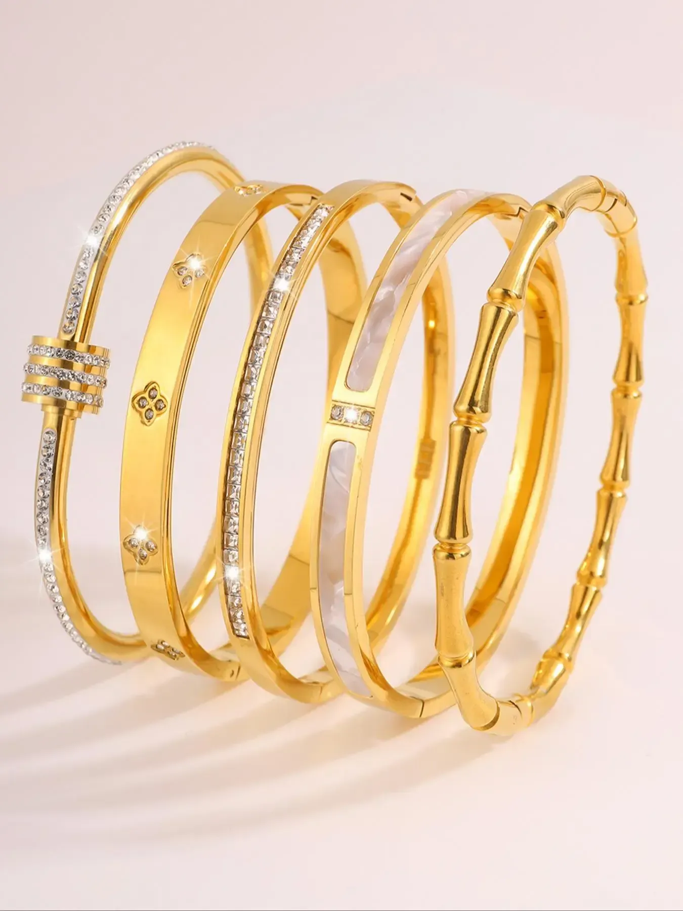 Elegant Fashion Bangle Bracelet Set, Stainless Steel Jewelry for Party, Daily Clothing Decor, Trendy Stack Bangle, Trendy All-match & Exquisite Jewelry for Birthday Gift, Bangles Bracelets Set