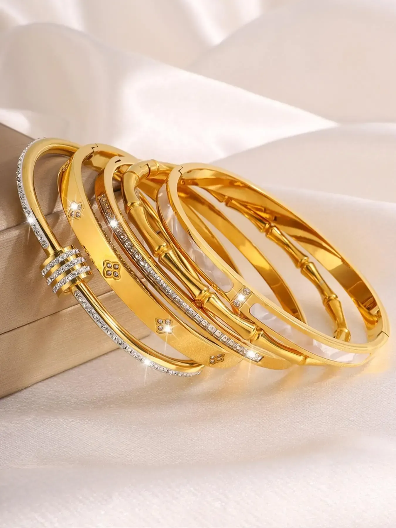 Elegant Fashion Bangle Bracelet Set, Stainless Steel Jewelry for Party, Daily Clothing Decor, Trendy Stack Bangle, Trendy All-match & Exquisite Jewelry for Birthday Gift, Bangles Bracelets Set