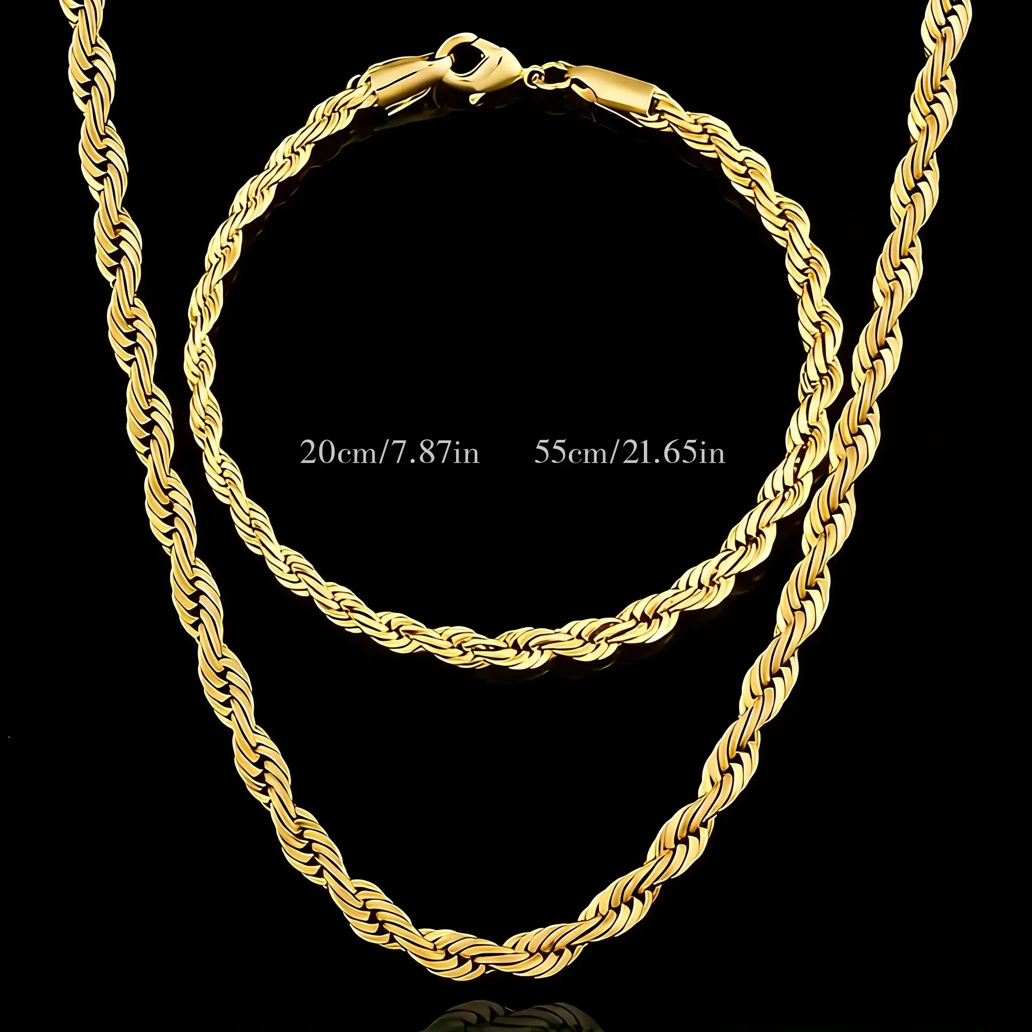 New Luxury 18K Gold-Plated European Classic Twist Necklace & Bracelet Set for Men Women Ideal Bridal Engagement Jewelry Elegant Design Versatile Gift